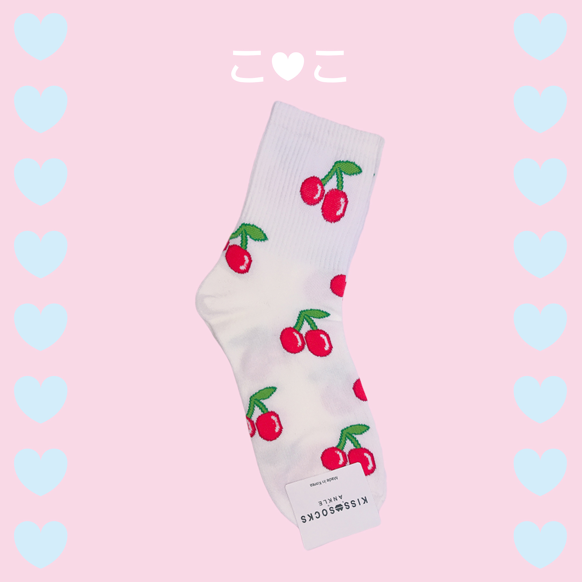正韓粉嫩水果滿版造型襪子