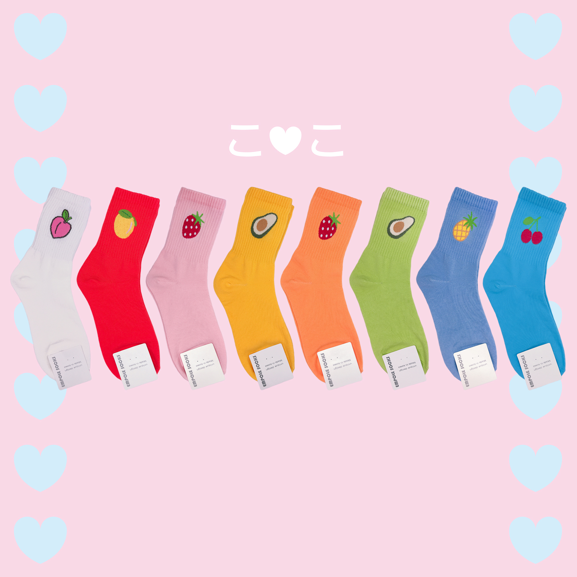 正韓糖果色水果造型襪子