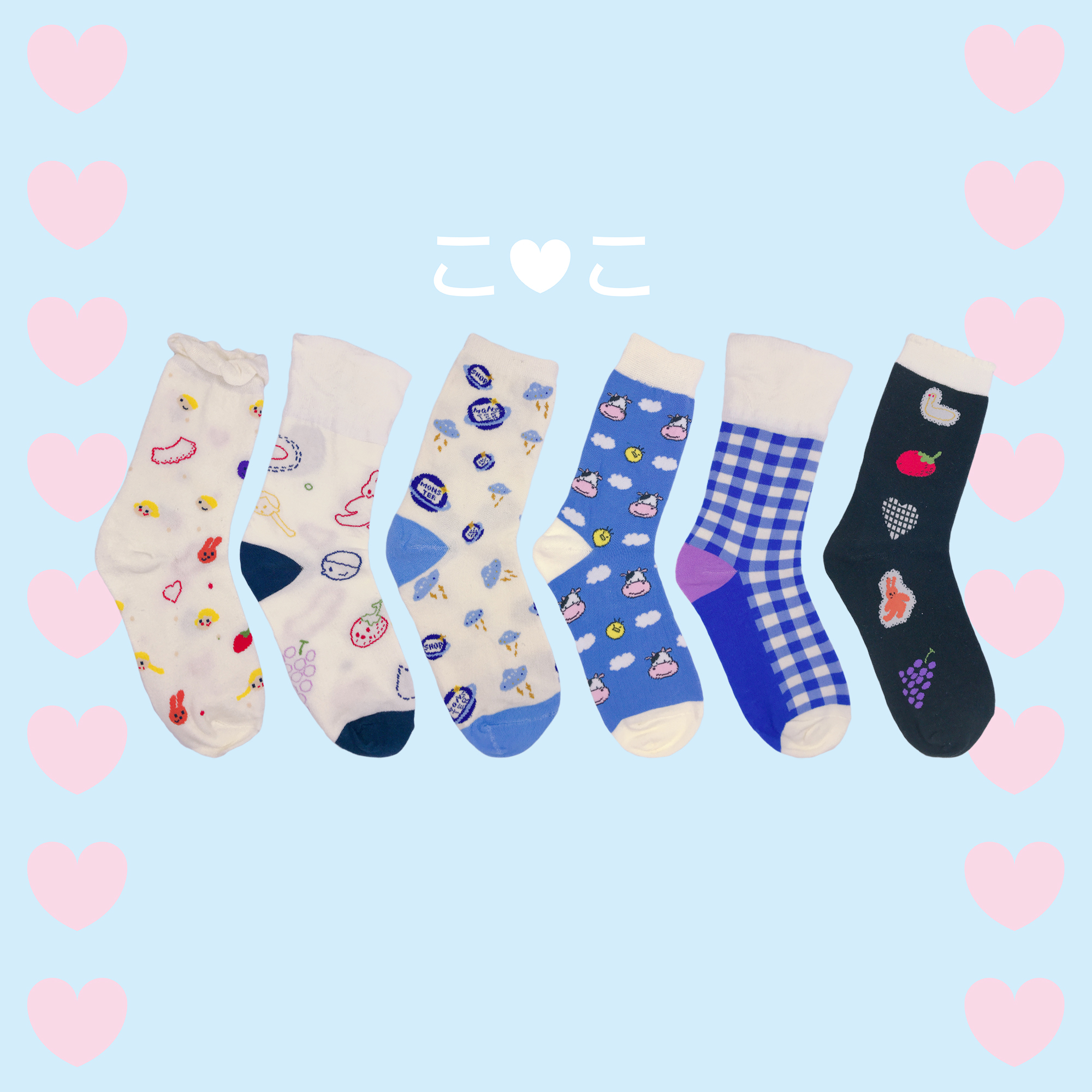 正韓繽紛插畫造型襪子