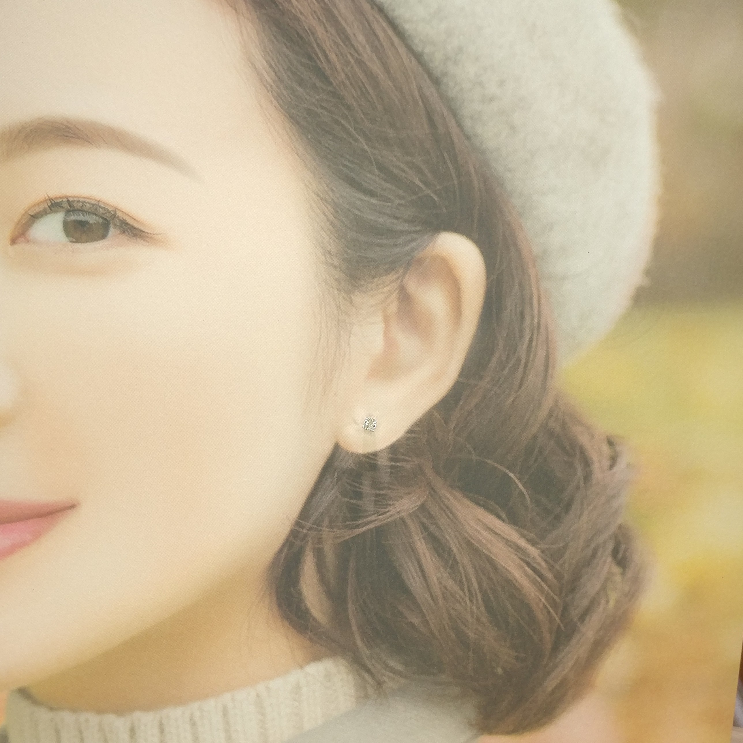 全新18K白金【主石33份方形鑽石】耳環