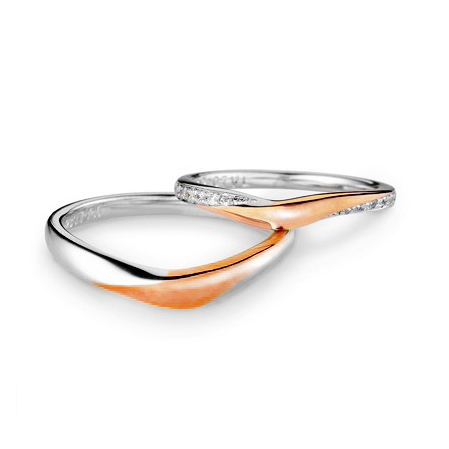 18K白金及玫瑰金鑽石結婚戒指