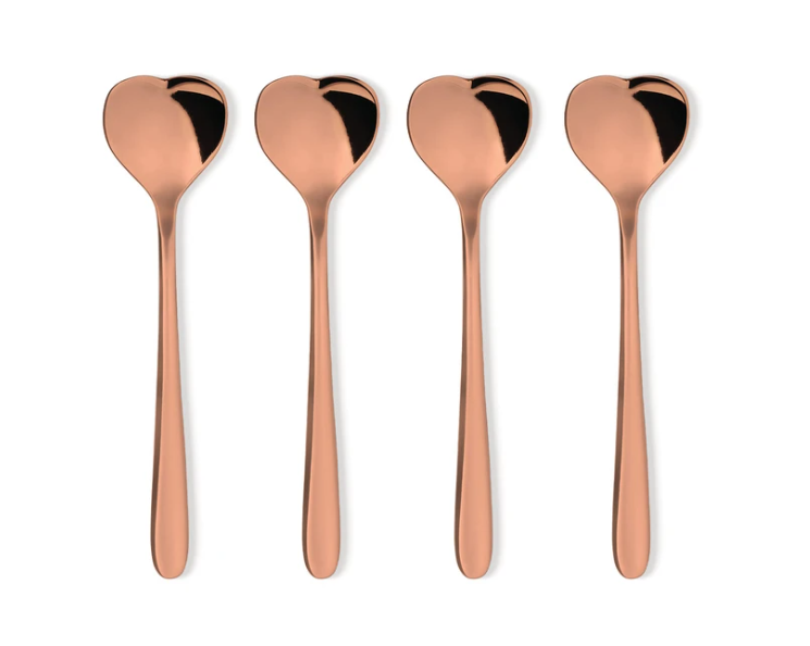 ALESSI BIG LOVE SET OF 4 TEA SPOONS - GOLDEN PINK