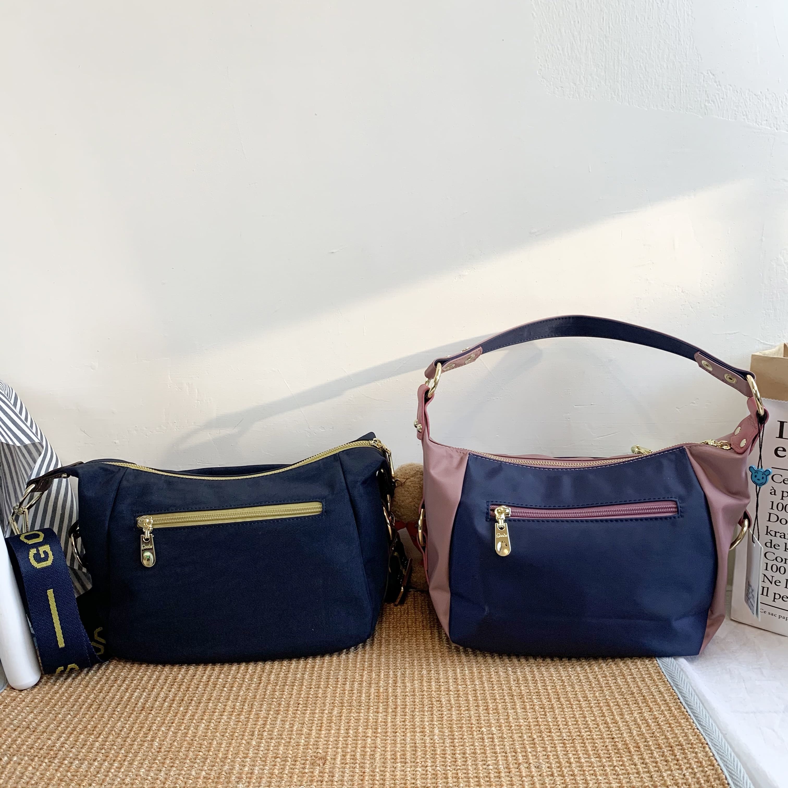 GOODS 織帶藍粉 尼龍防潑水肩背包 側背包 #2276