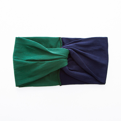 L. ERICKSON 彈性交叉髮帶〈海軍藍+深墨綠〉