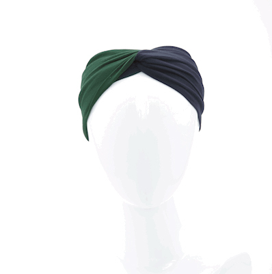 L. ERICKSON 彈性交叉髮帶〈海軍藍+深墨綠〉