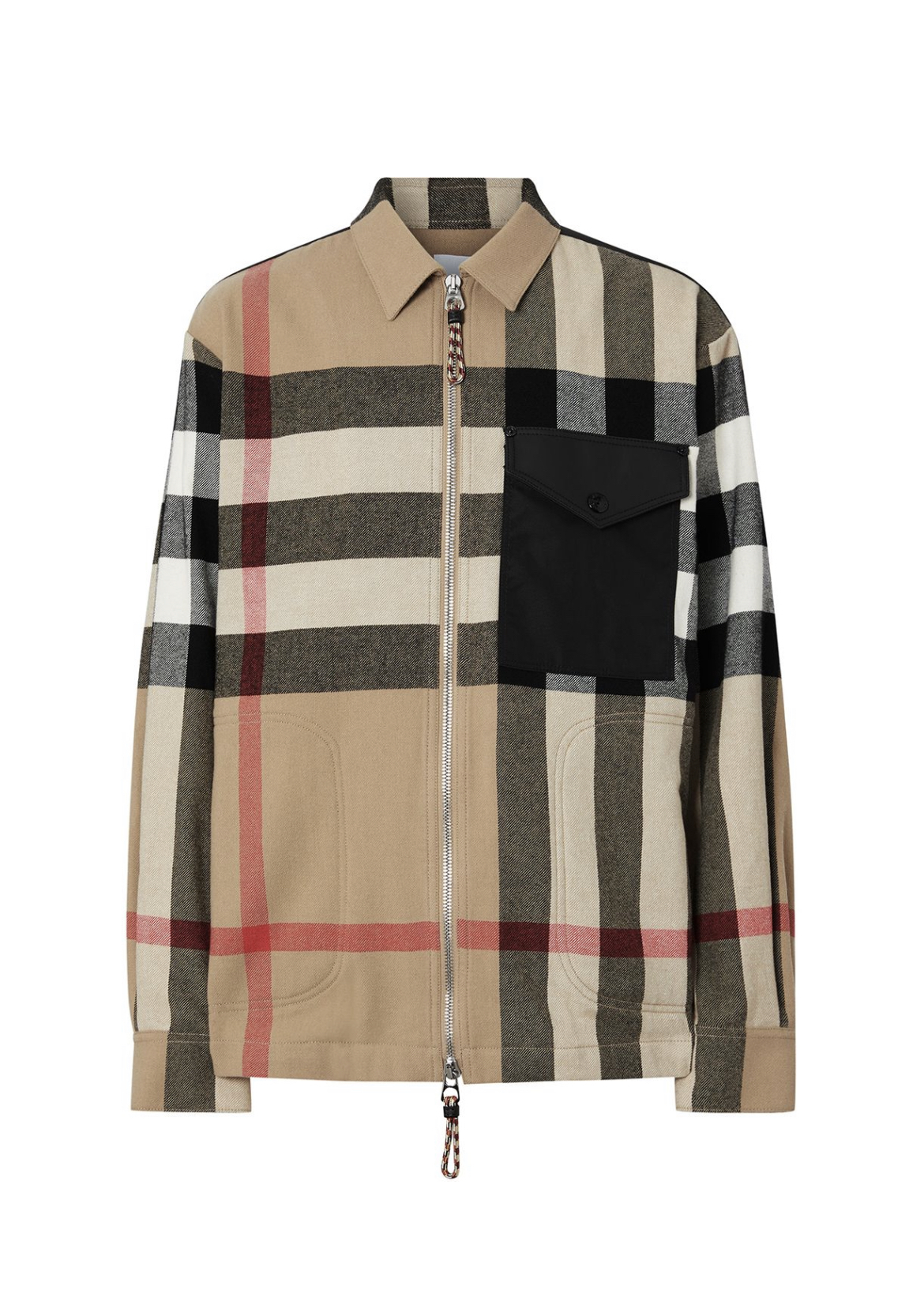 burberry contrast panel check cotton shirt