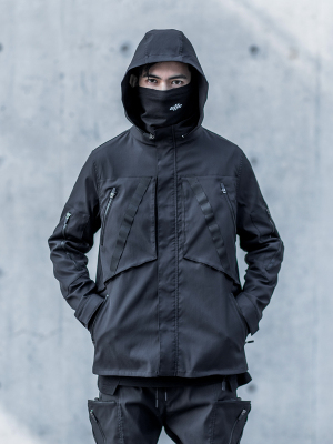 機能半隱臂甲連帽拉鍊衝鋒衣