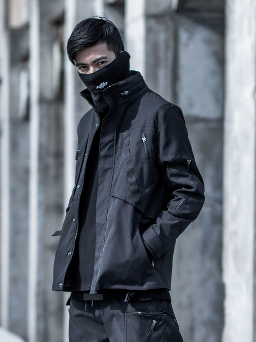 機能半隱臂甲連帽拉鍊衝鋒衣