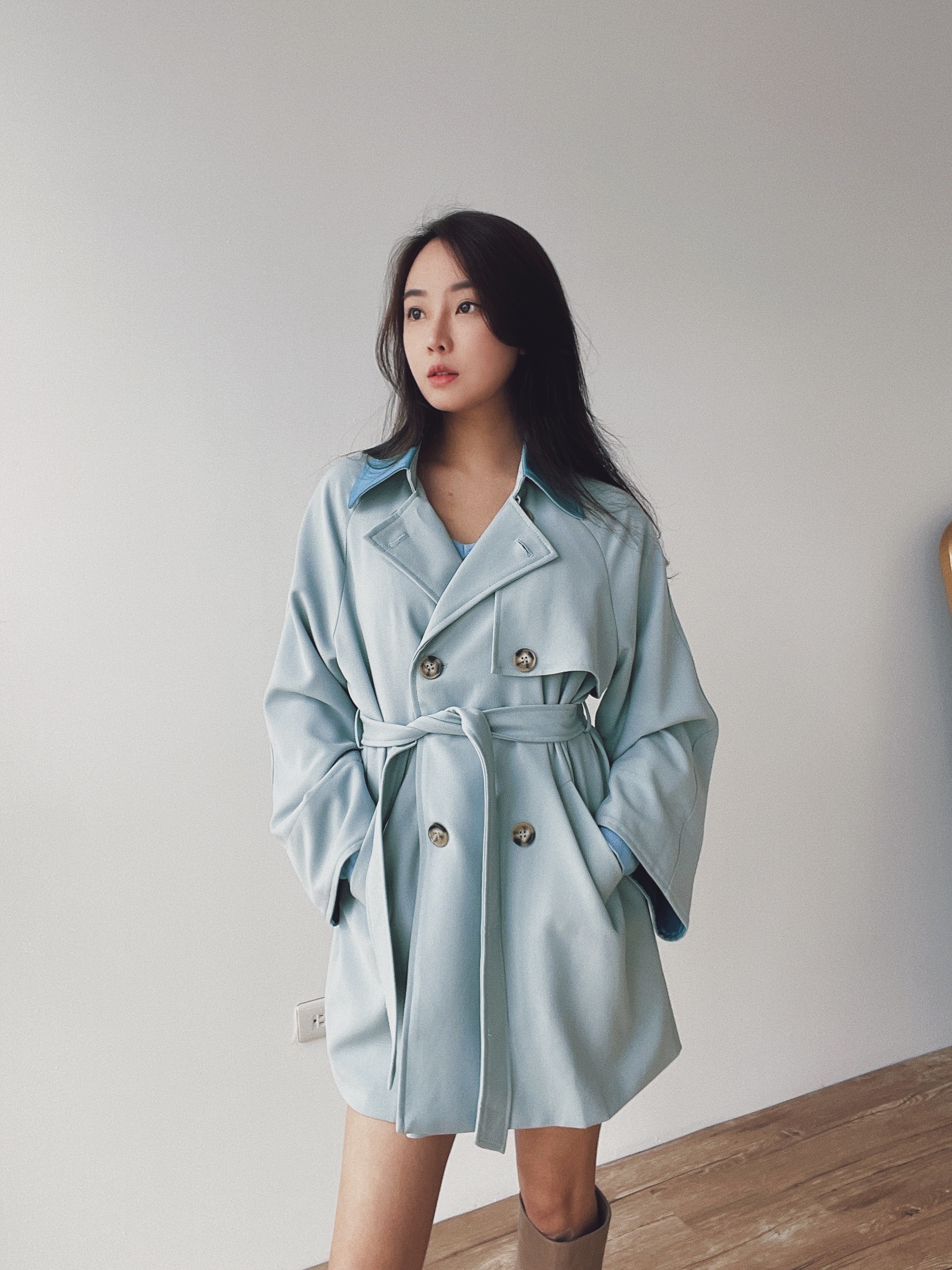 Everyday 翻領風衣外套附腰帶