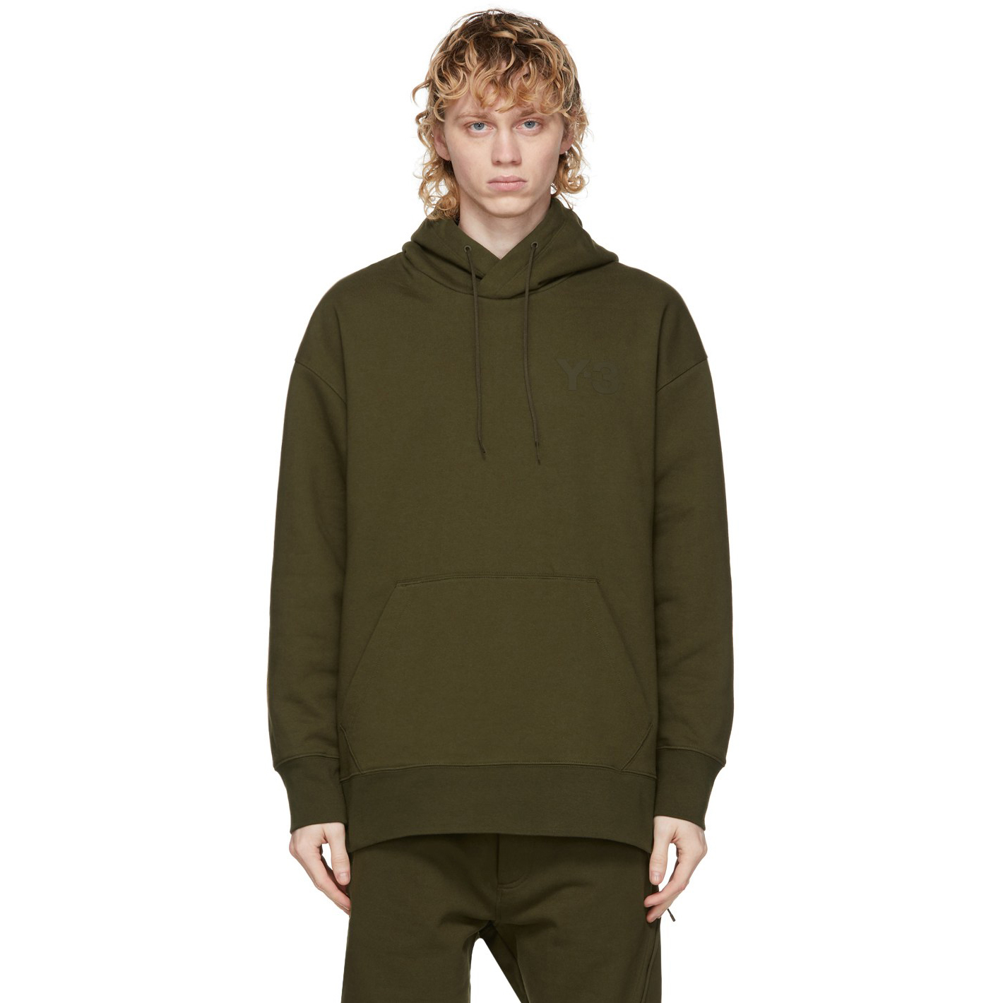 【 Y-3 M CL LC HOODIE 胸前LOGO帽TEE - 軍綠 】