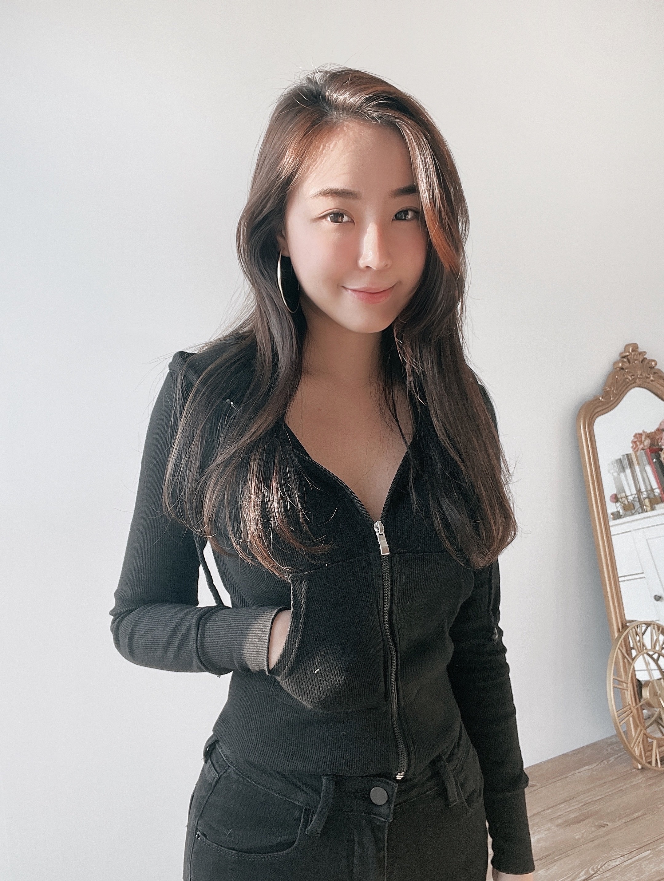 Your turn 螺紋緊身連帽外套