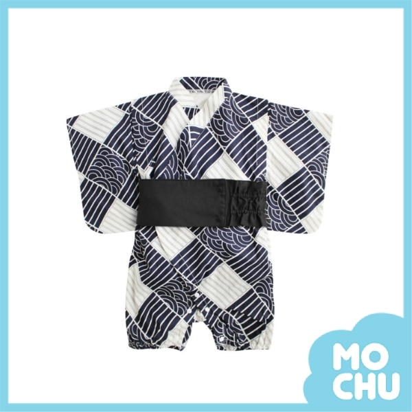 深藍斜格紋浴衣