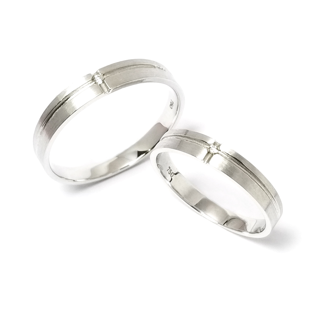 18K白金鑽石結婚戒指