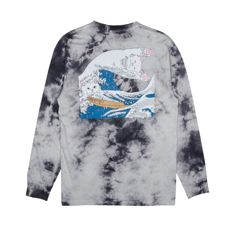 RIPNDIP THE GREAT WAVE L/S 中指貓 長袖T恤