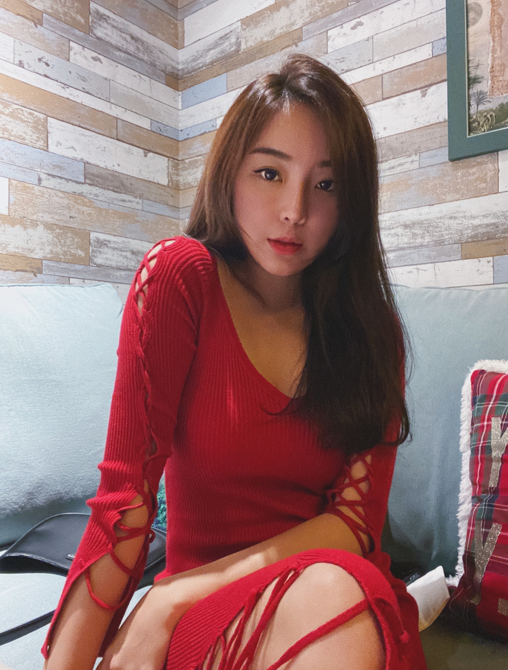 Come Away With Me 長袖綁帶針織洋裝