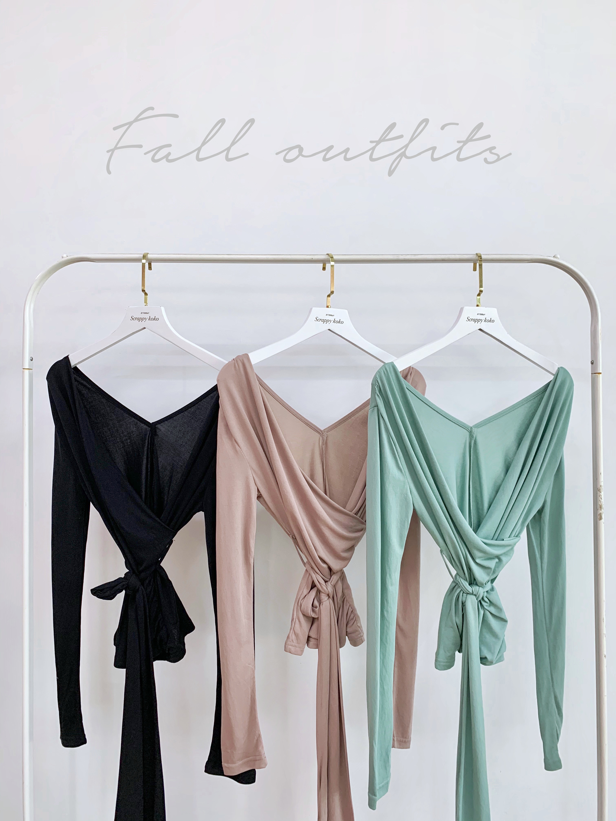 Fall outfits 秋季穿搭 V領交疊綁帶上衣