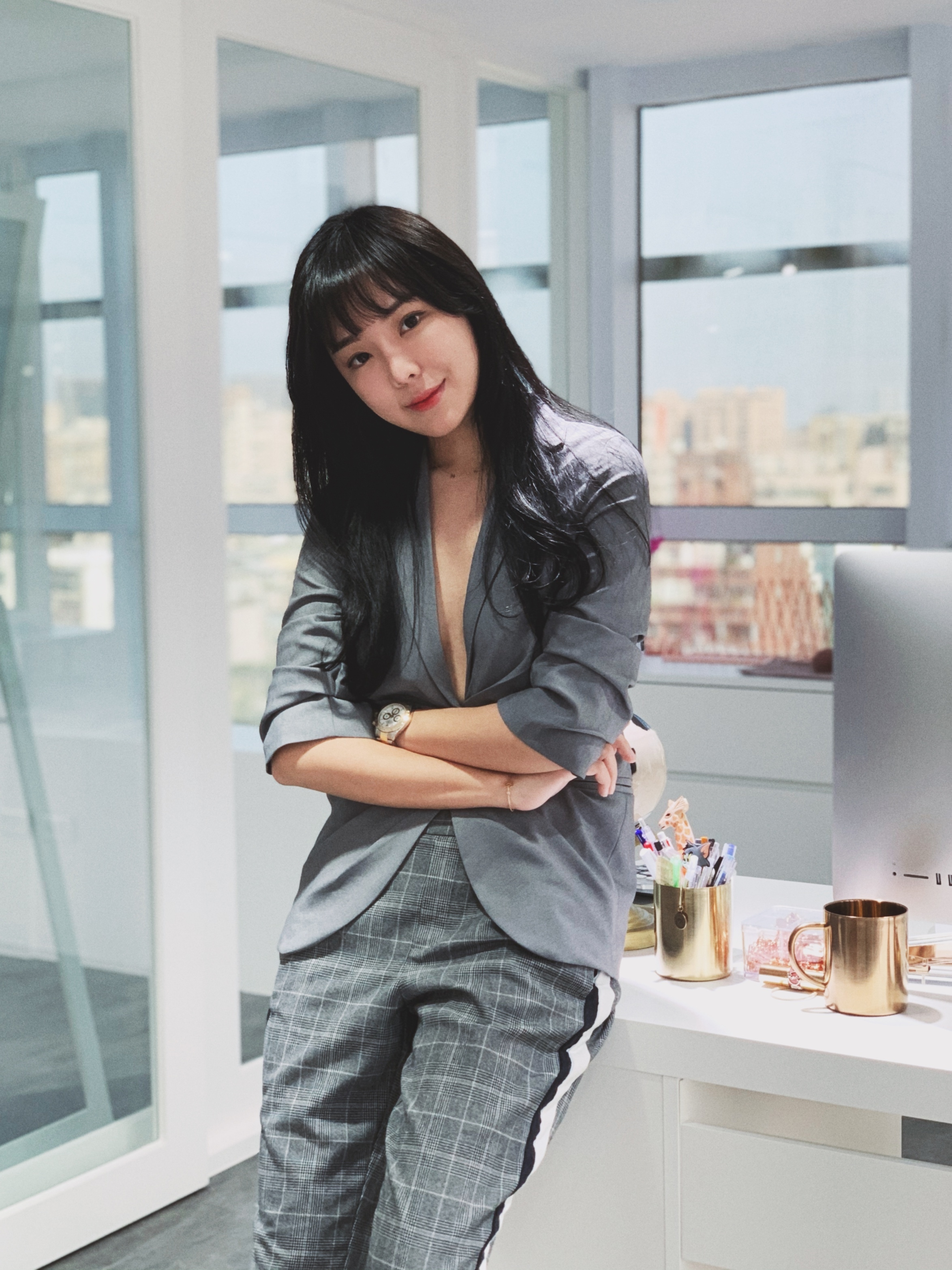 Stylish 設計感 抓皺翻領七分袖外套