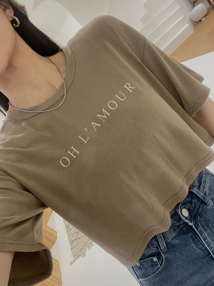 正韓-圓領字母寬鬆短T*4色