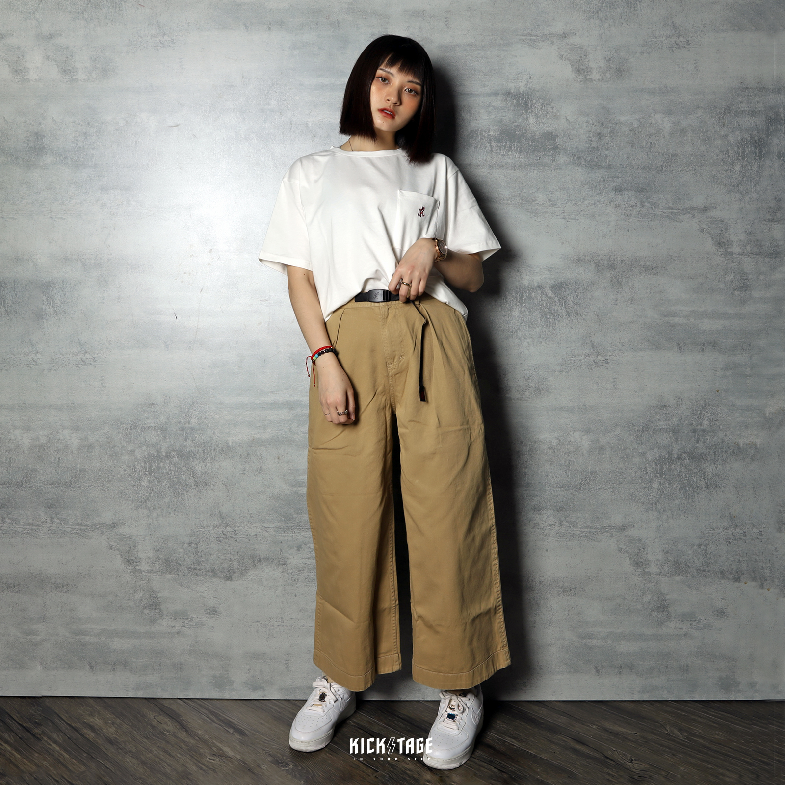 [5折售出無退換] 日本品牌 女款 GRAMICCI BAGGY PANTS 黑色 軍綠 卡其 米白 打摺 寬褲 長褲 日系【9102-56J】