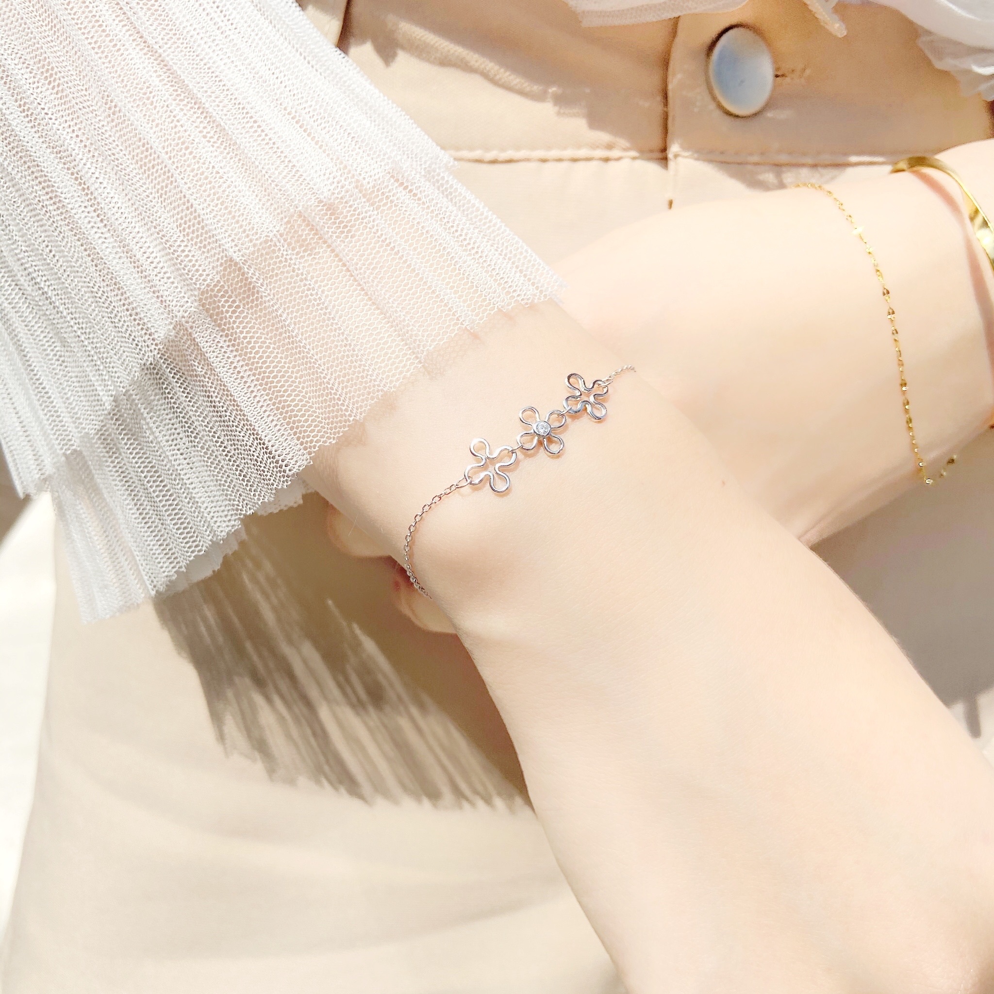 | 925純銀 | 花花輪廓手鏈 | BR0188 |