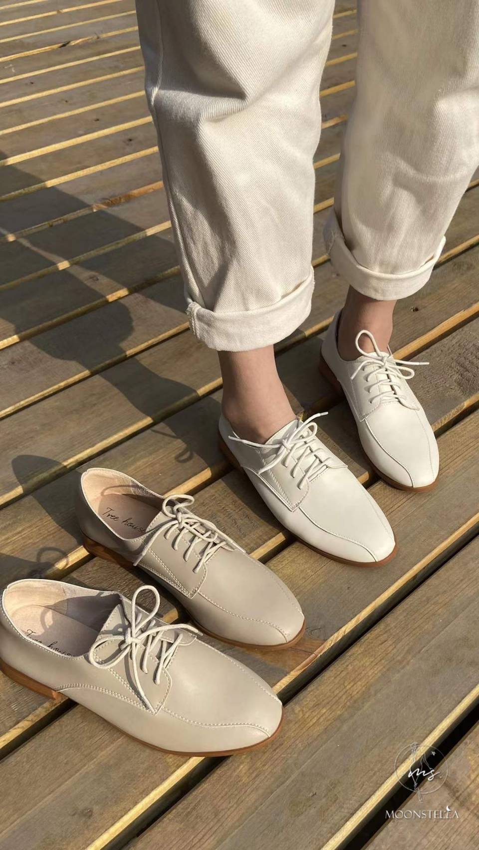 線條小氣質牛皮小單鞋