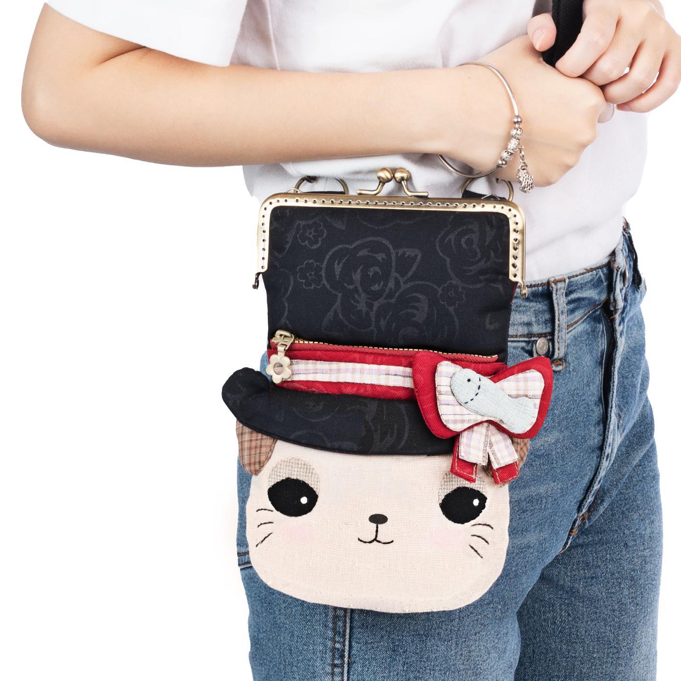 紳士帽貓咪口金斜背包(材料包)