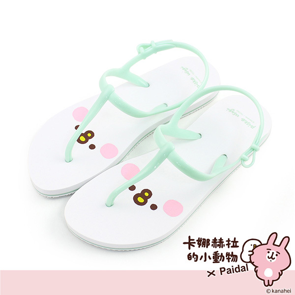 Paidal x 卡娜赫拉的小動物 萌臉T字涼鞋海灘涼鞋-P助