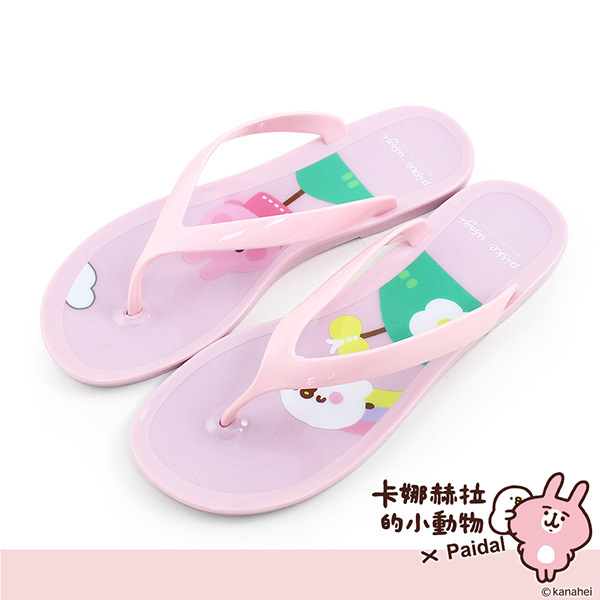 Paidal x 卡娜赫拉的小動物 郊遊果香香鞋夾腳拖鞋-粉