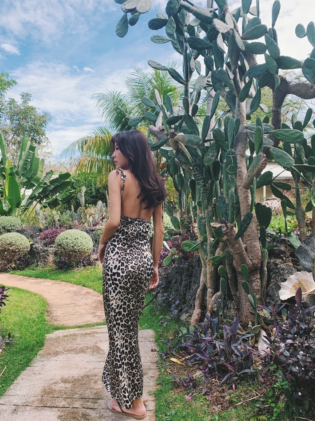 Leopard 天冷想豹豹 絲緞豹紋綁帶長洋裝