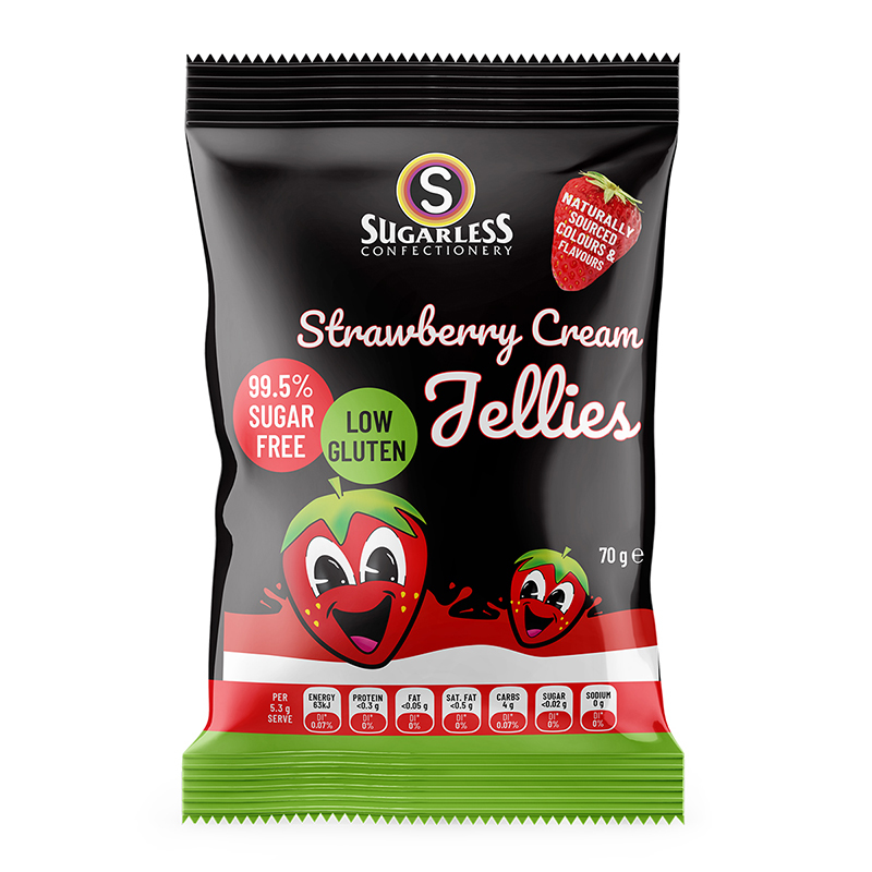 [Sugarless Confectionery] Strawberry Cream Jellies 低糖士多啤梨啫喱軟糖 70g