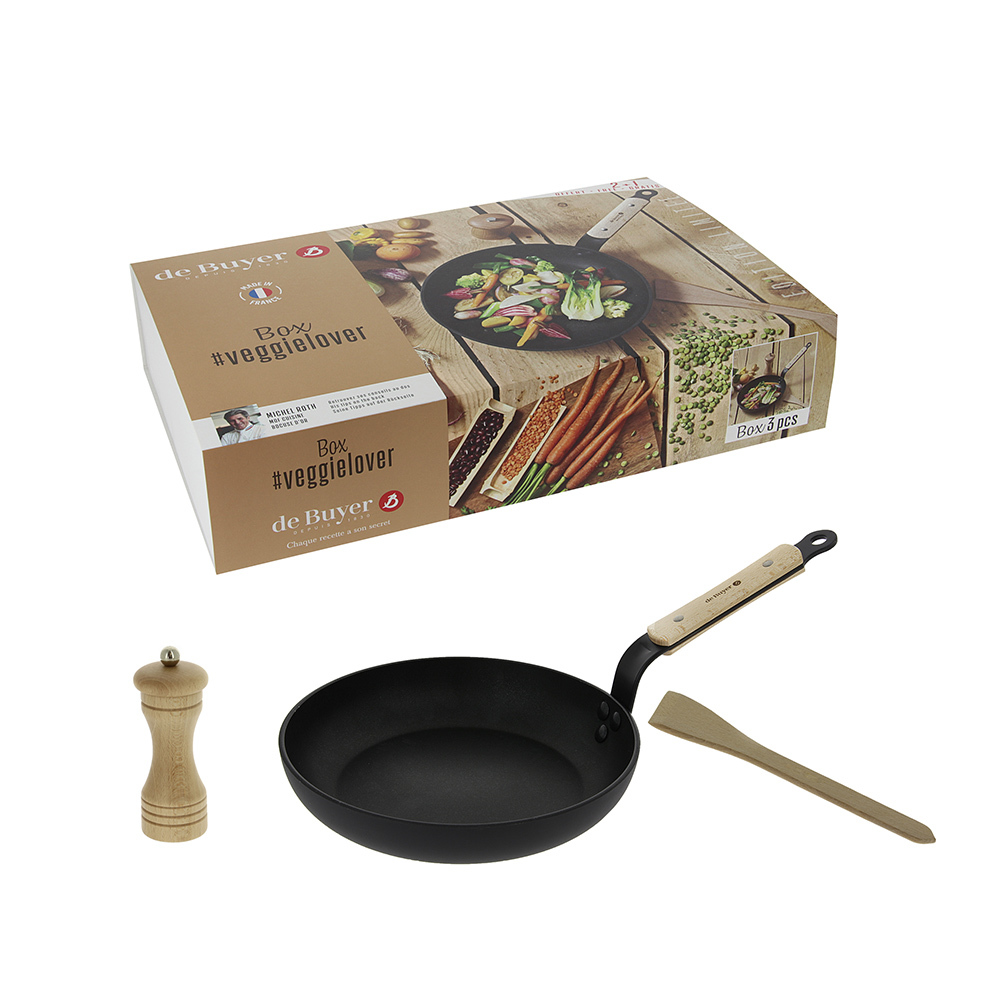 (絕版品) 限定禮盒組 #綠色蔬食主義 | Choc原礦木柄不沾平底鍋24cm+ 香料研磨罐 + 木鏟