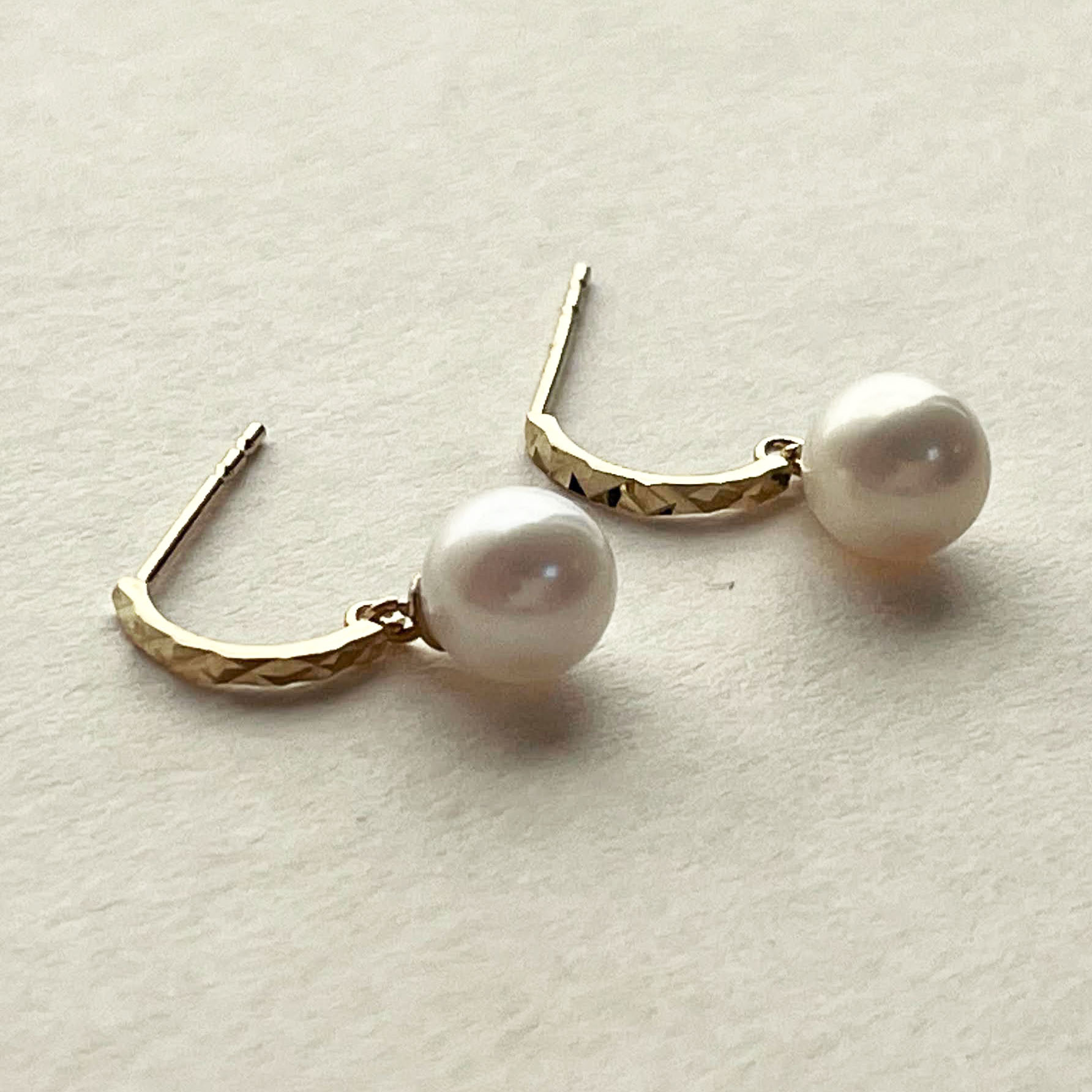 10K/小垂墜珍珠耳環