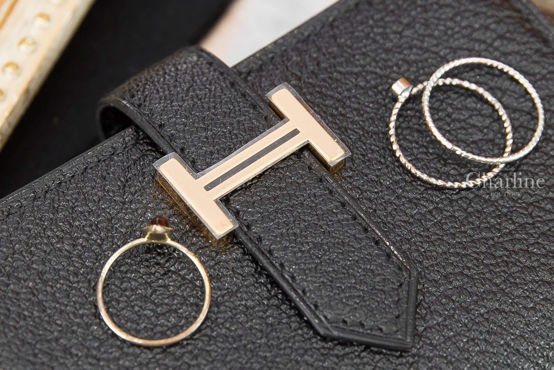 Hermès Bearn Mini Wallet 黑色玫瑰金釦迷你短夾