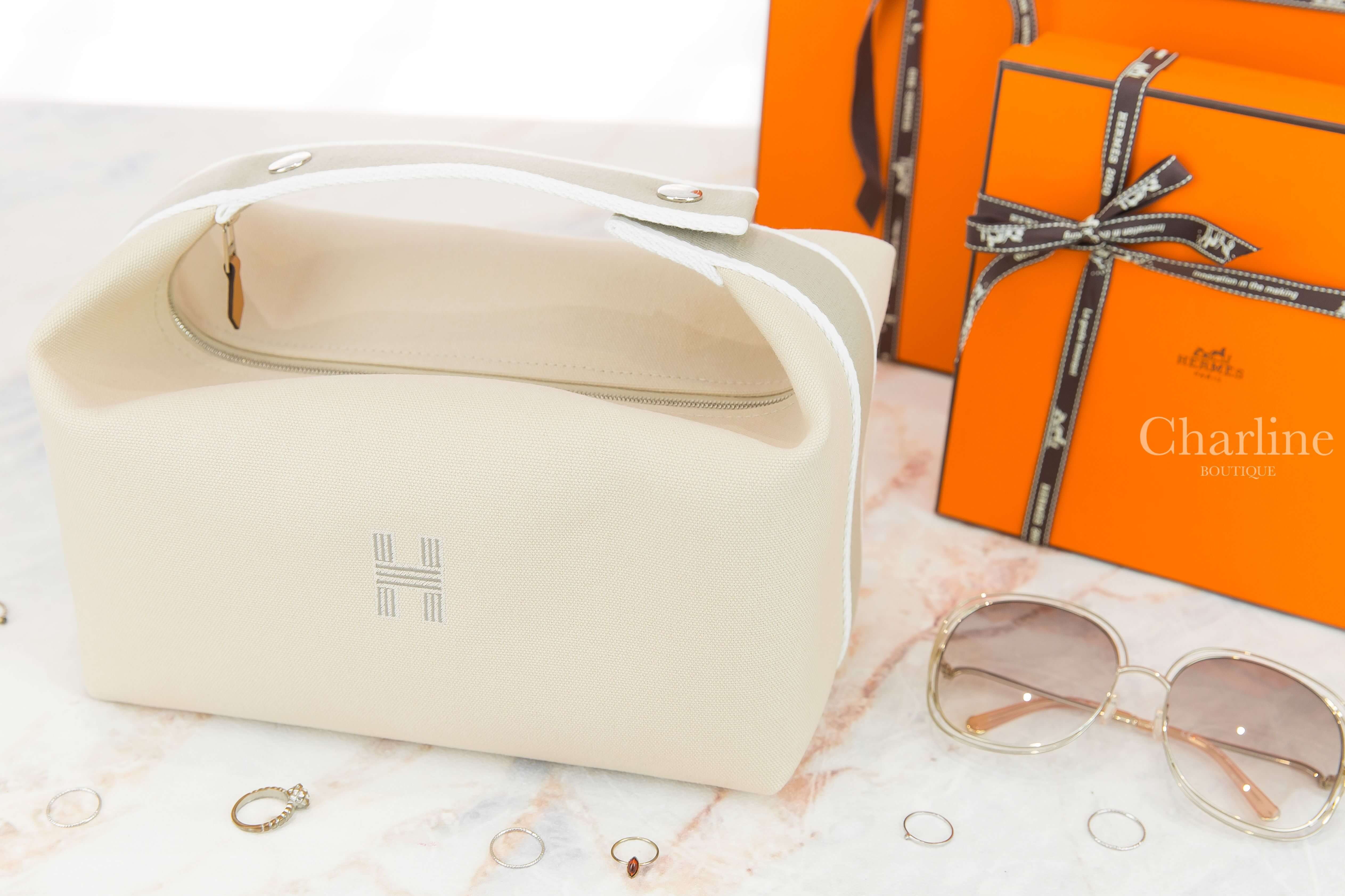 Hermès Bride A Brac Travel Case, Large Model 米白色提把棉質大型手提包-Charline Boutique 精品代購