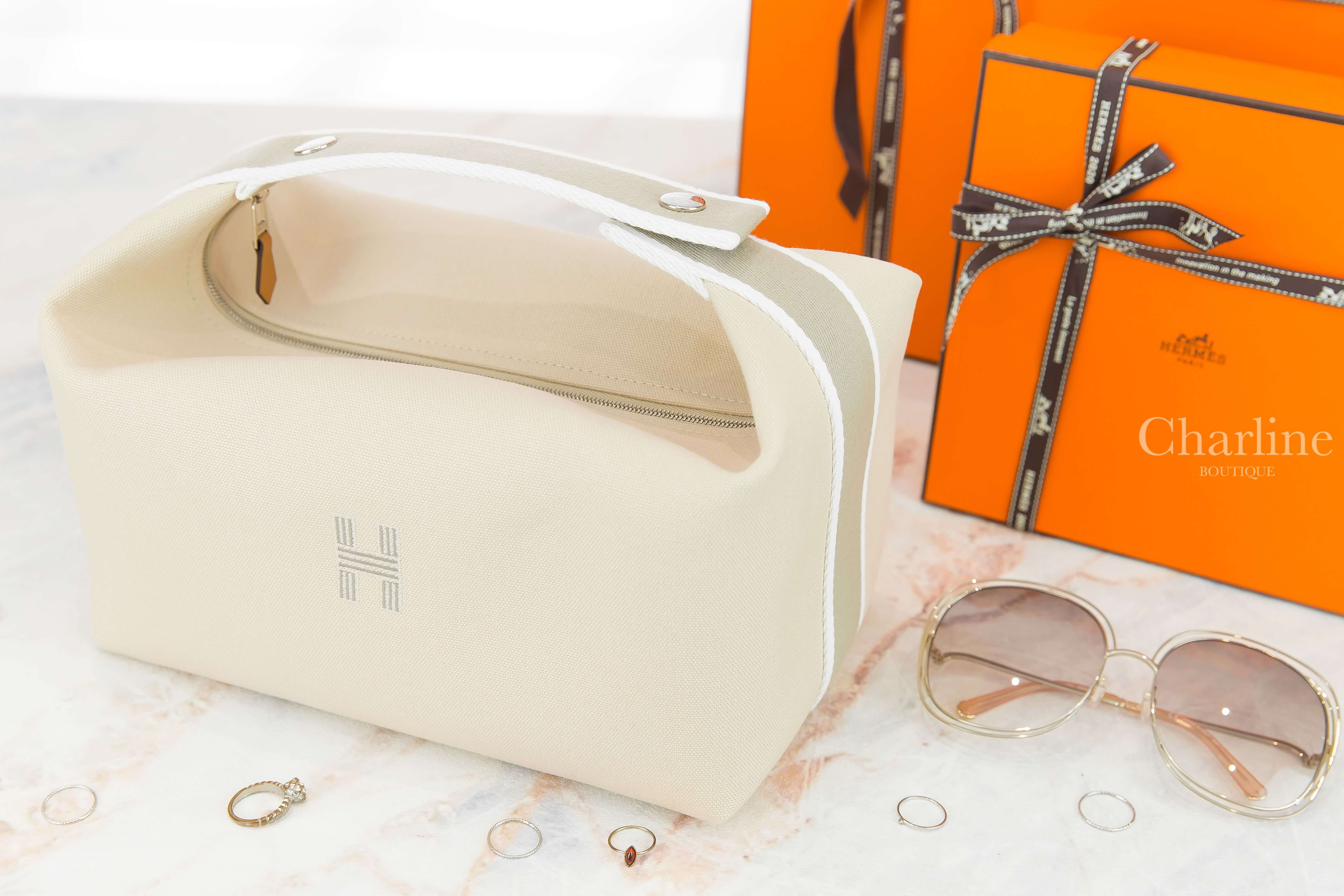 Hermès Bride A Brac Travel Case, Large Model 米白色提把棉質大型手提包-Charline Boutique 精品代購