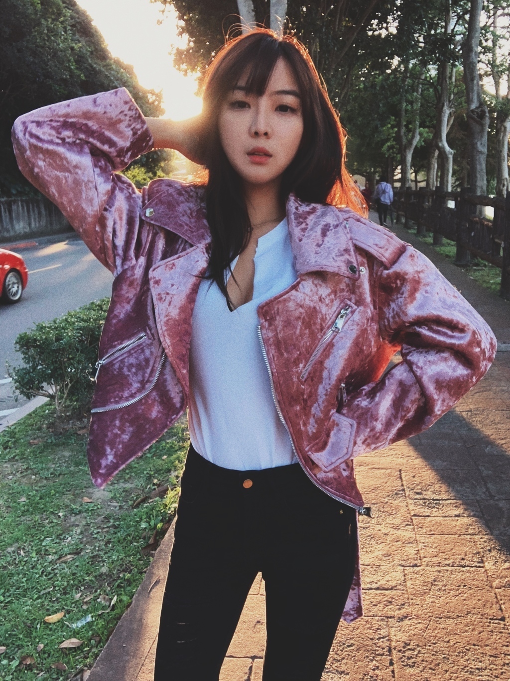 Promise who 甜言蜜語 特殊布料重工機車飛行外套