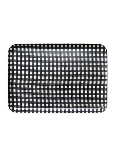 fog-亞麻面托盤L-海軍藍白棋盤格