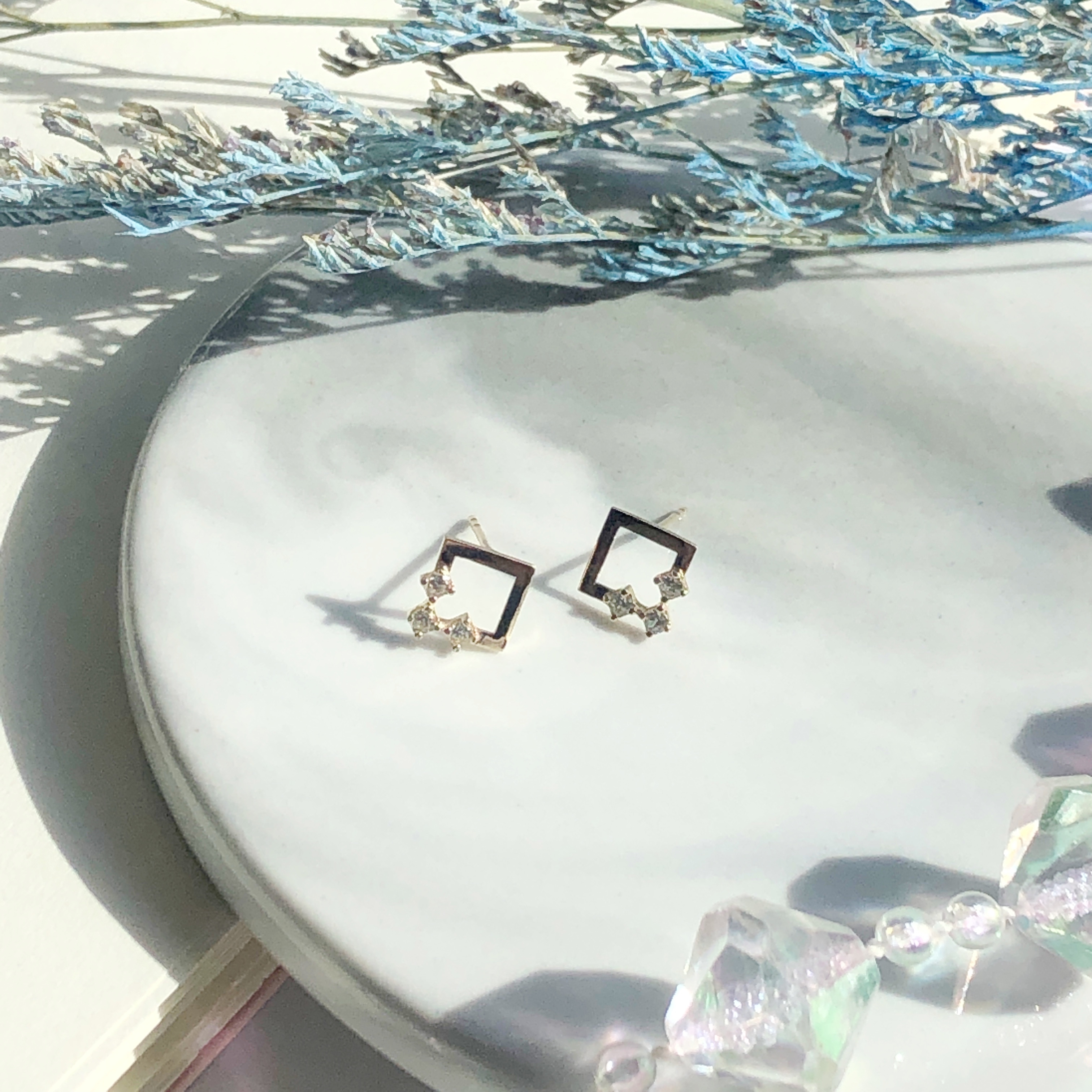 10K/復古方塊貼耳耳環