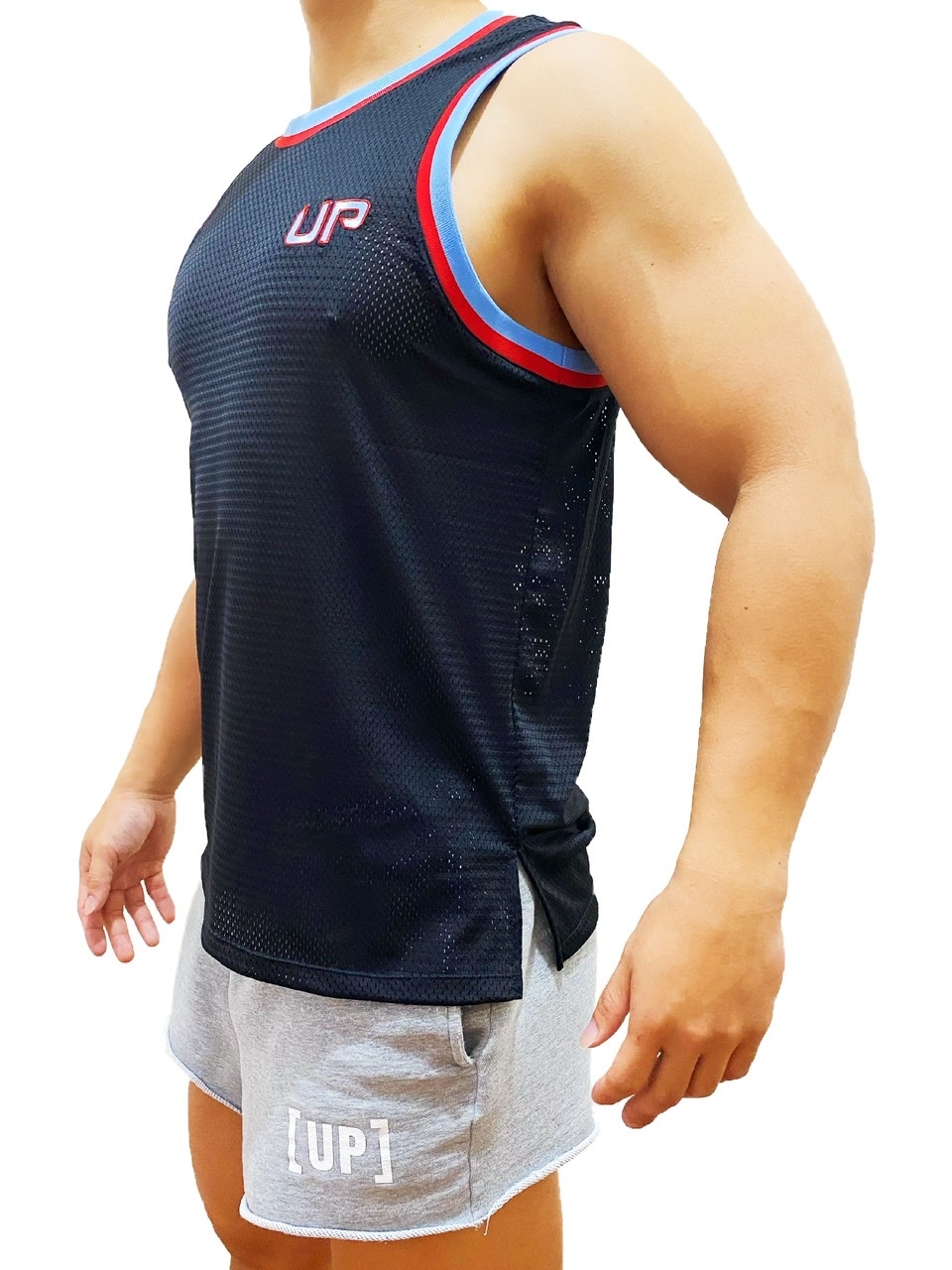 冰感系列 - Team UP 網布背心 透視黑/淡藍色