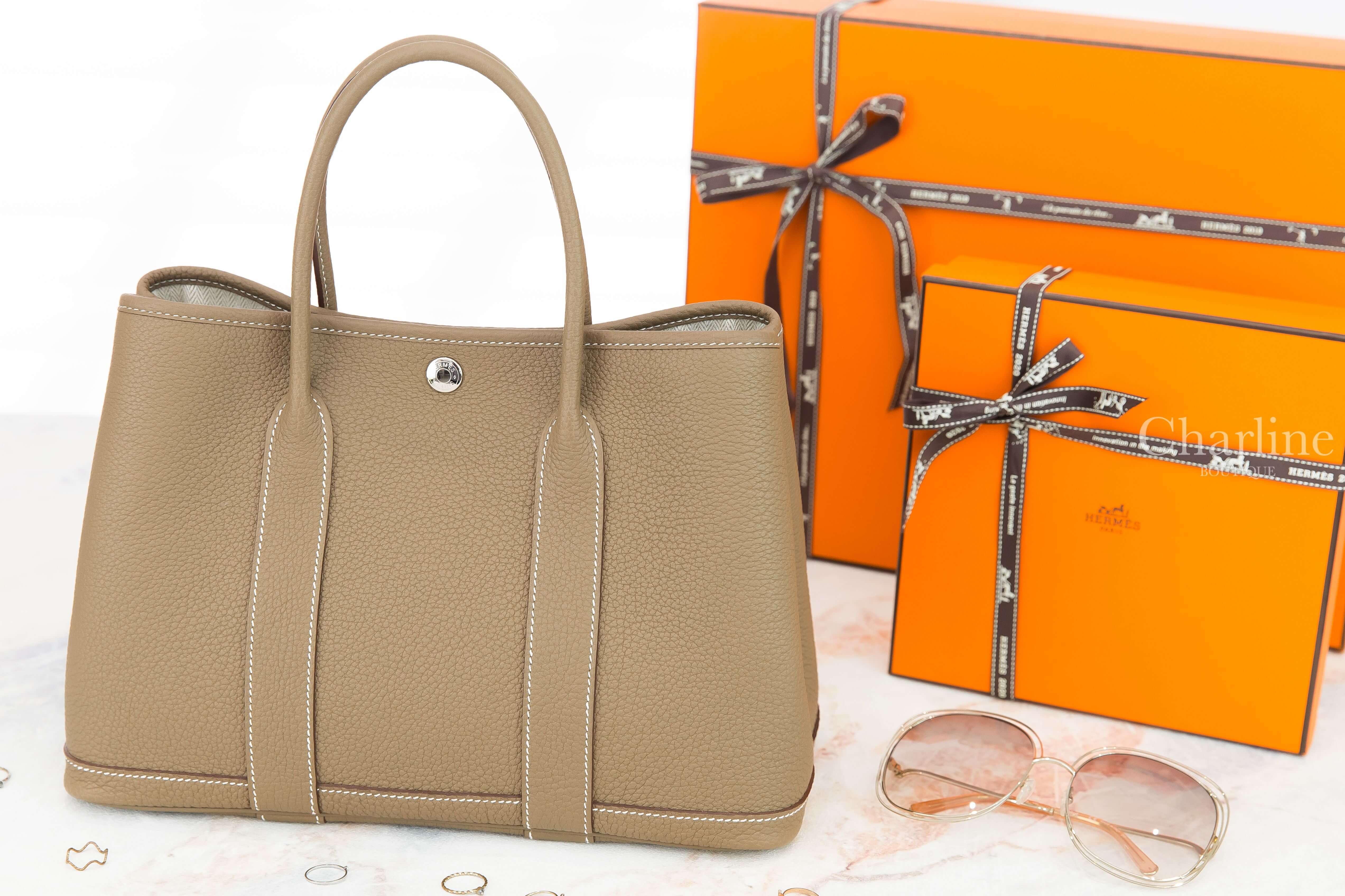 Hermès Garden Party 30cm 18 Etoupe Veau Negonda B刻大象灰肩背包-Charline Boutique精品代購