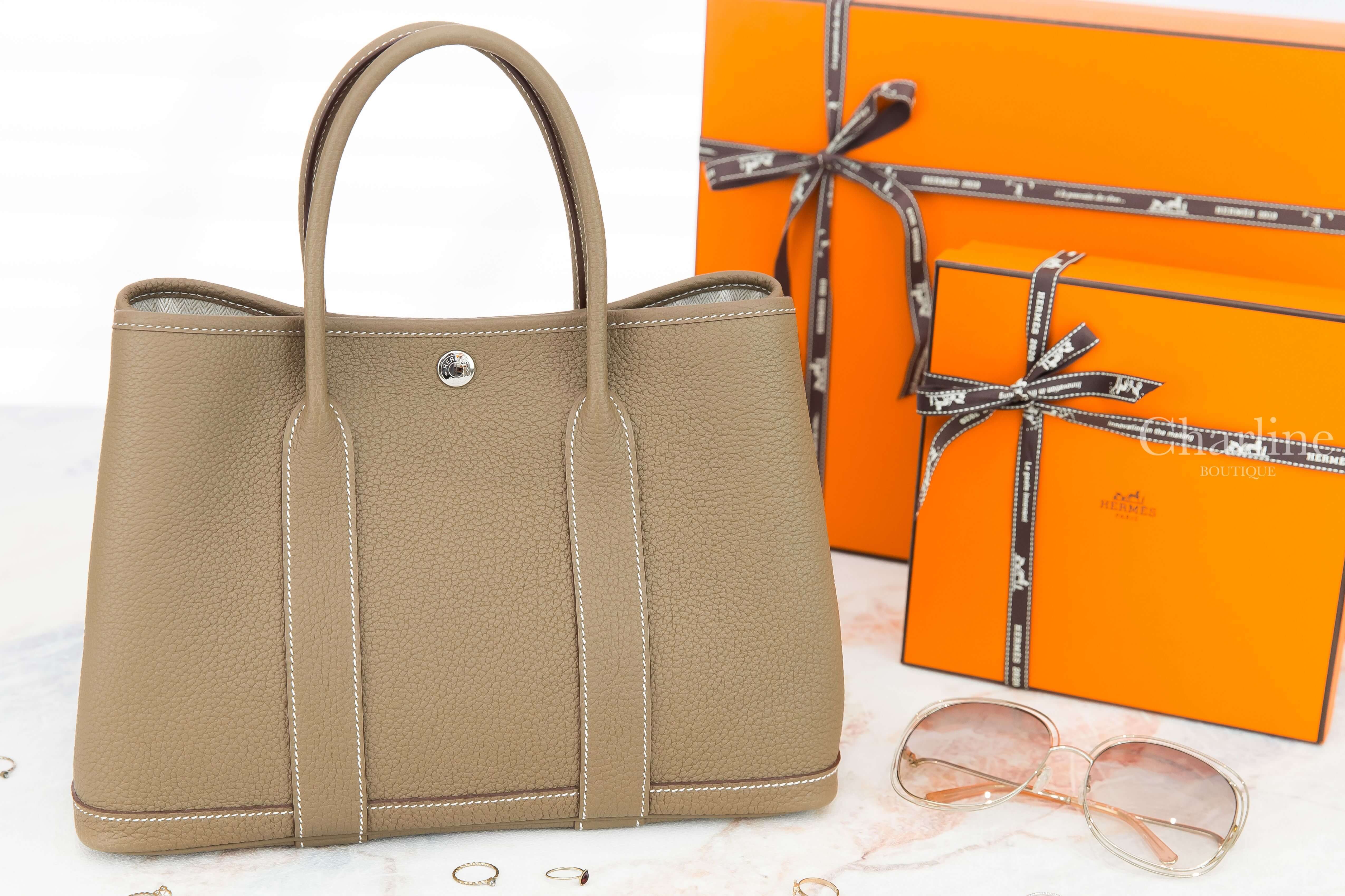 Hermès Garden Party 30cm 18 Etoupe Veau Negonda B刻大象灰肩背包-Charline Boutique精品代購