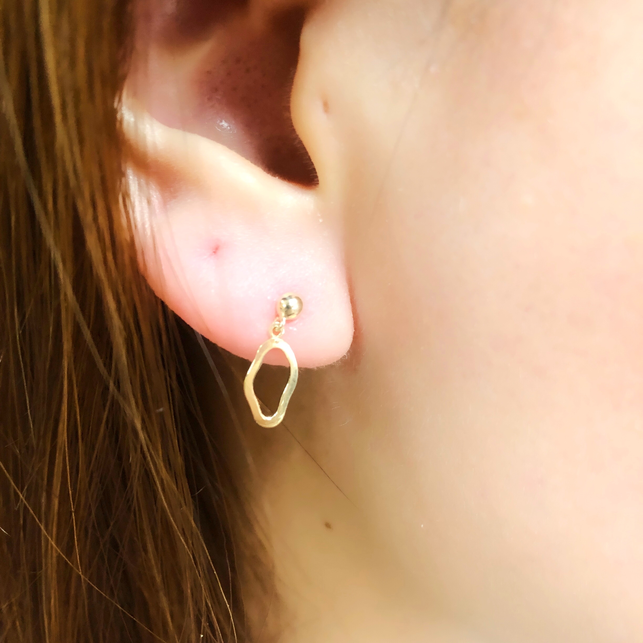 10K/素面流線耳環