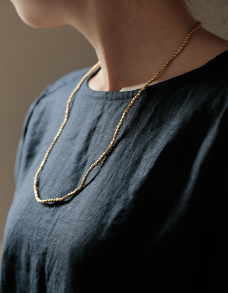 fog linen work - 串珠黃銅項鍊/S