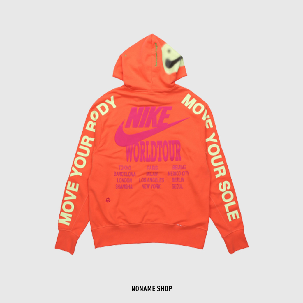 NIKE NSW World Tour 背殺 夜光 世界 連帽 帽TEE 橘