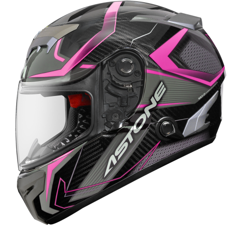 ASTONE GTR N55 透明碳纖桃紅 全罩 輕量化 雙鏡片 雙D扣