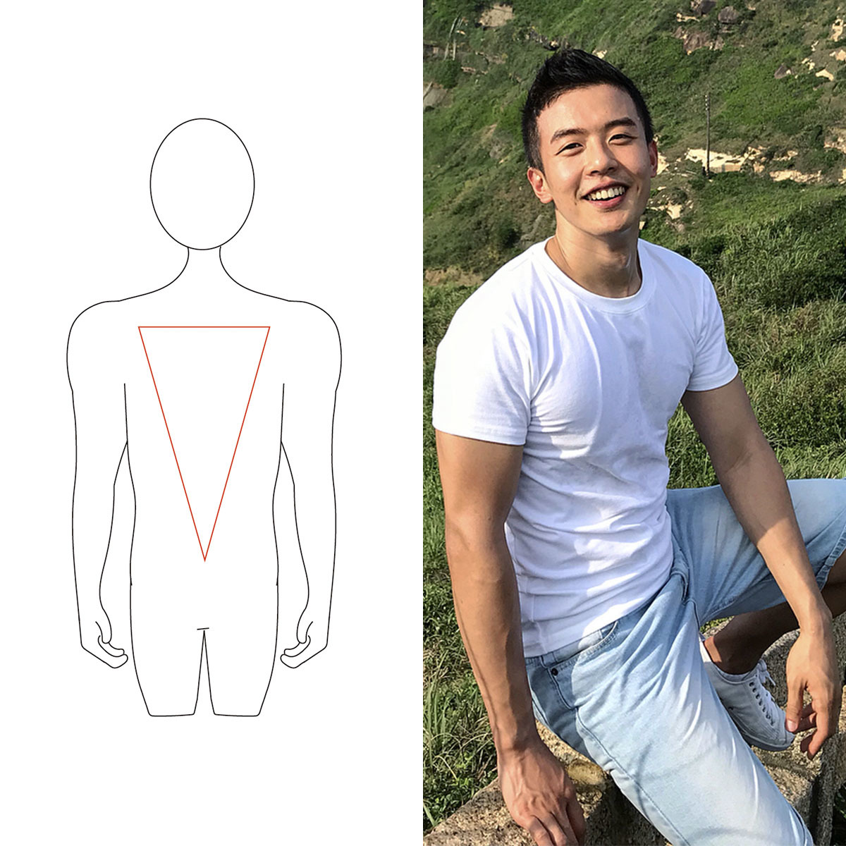 倒三角形白T版型（男）