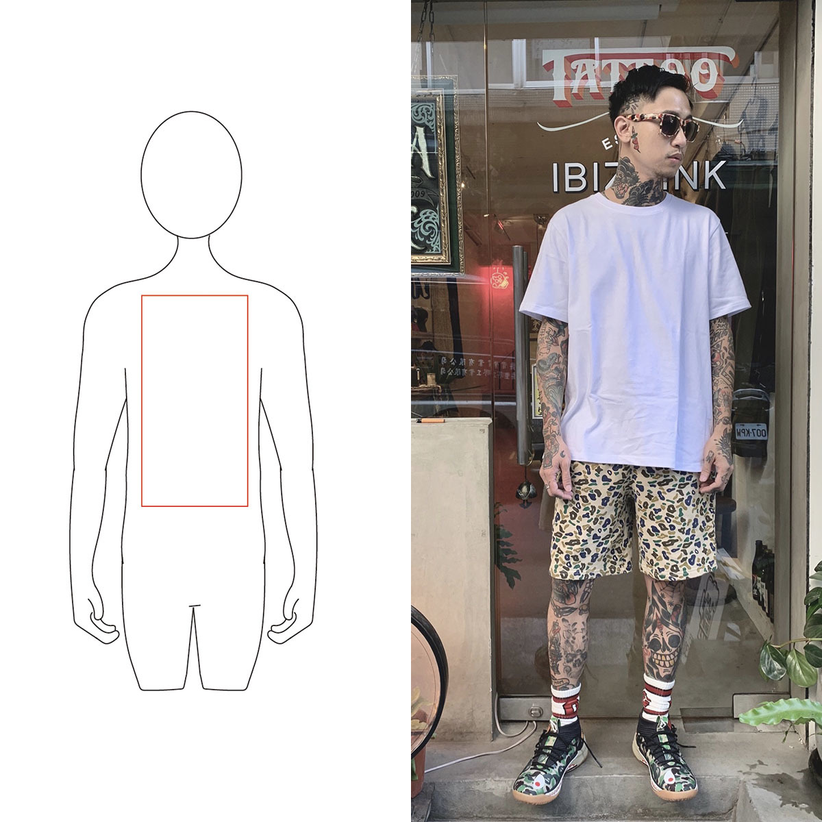 矩形白T版型（男）