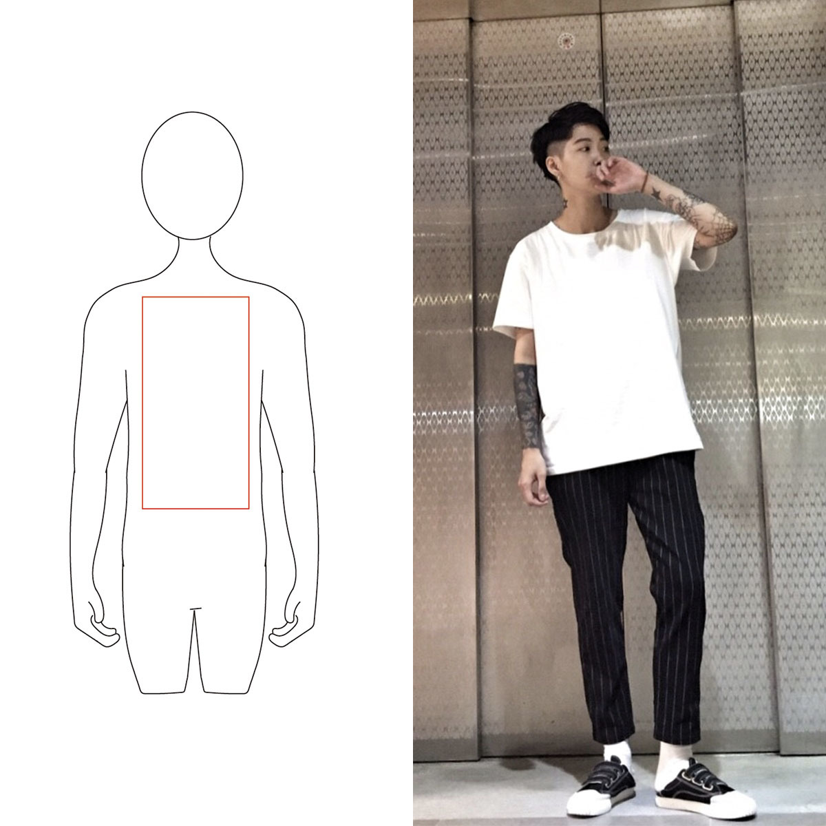 矩形白T版型（男）