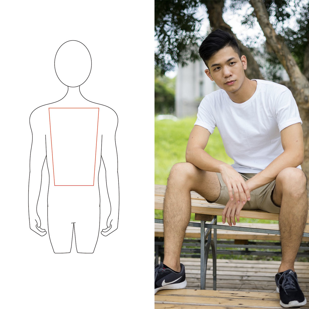 梯形白T版型（男）