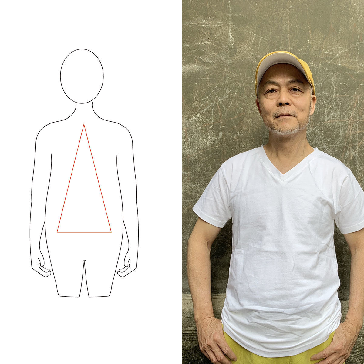 正三角形白T版型（男）